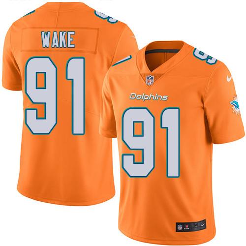 Nike Miami Dolphins #91 Cameron Wake Orange Youth Stitched NFL Limited Rush Jersey->youth nfl jersey->Youth Jersey
